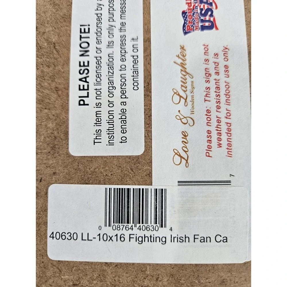 Fighting Irish Fan Cave Rules Wooden Sign 10x16 Love & Laughter Sports Decor USA